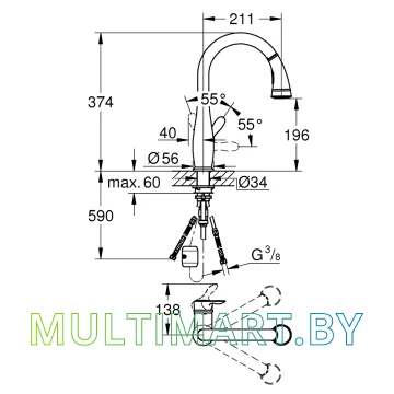 Смеситель Grohe Parkfield 30215DC1 (суперсталь) картинка 2